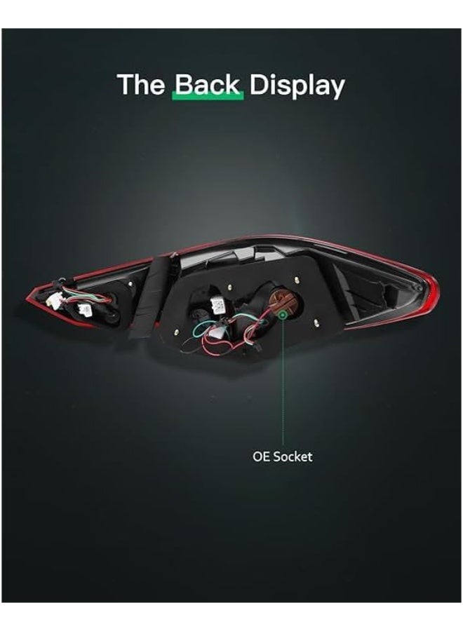 LED DRL Tail Light Assembly Fit For Sonata 2011-2014 Black Housing Red Lens Driver and Passenger Side - Image 3