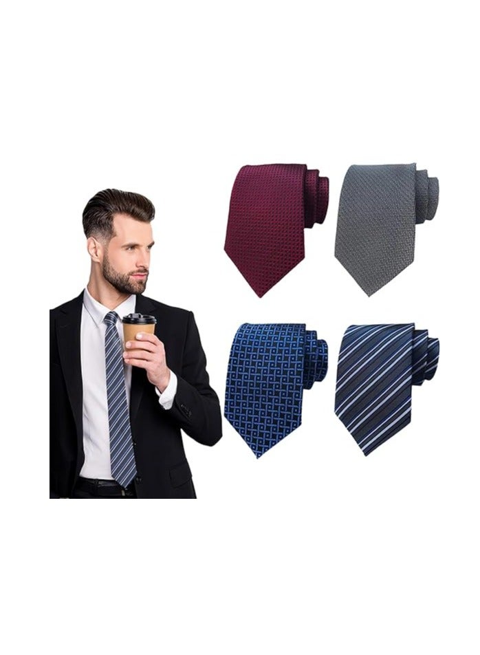 Oasisgalore 4 PCS Men's Necktie Classic Silk Tie Woven Jacquard Neck Ties - Image 1