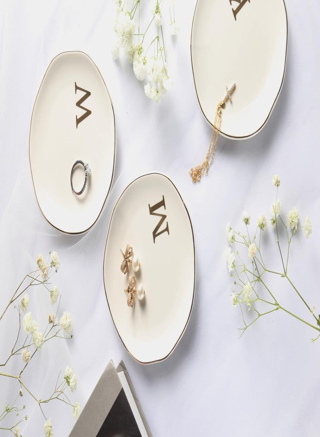 Yoqanr Ceramic Jewelry Tray Ring Dish Personalized A-Monogrammed Engagement Wedding Gifts, for Birthday Mother's Day for Women, Ceramic White 4.75"" (L) - Image 4