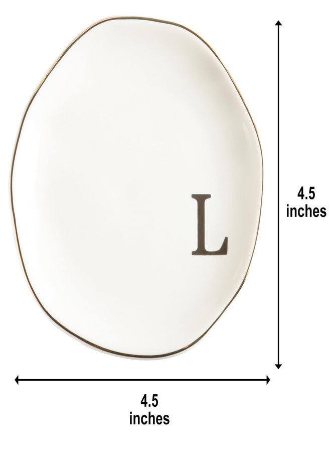 Yoqanr Ceramic Jewelry Tray Ring Dish Personalized A-Monogrammed Engagement Wedding Gifts, for Birthday Mother's Day for Women, Ceramic White 4.75"" (L) - Image 3