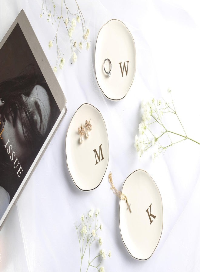 Yoqanr Ceramic Jewelry Tray Ring Dish Personalized A-Monogrammed Engagement Wedding Gifts, for Birthday Mother's Day for Women, Ceramic White 4.75"" (L) - Image 5