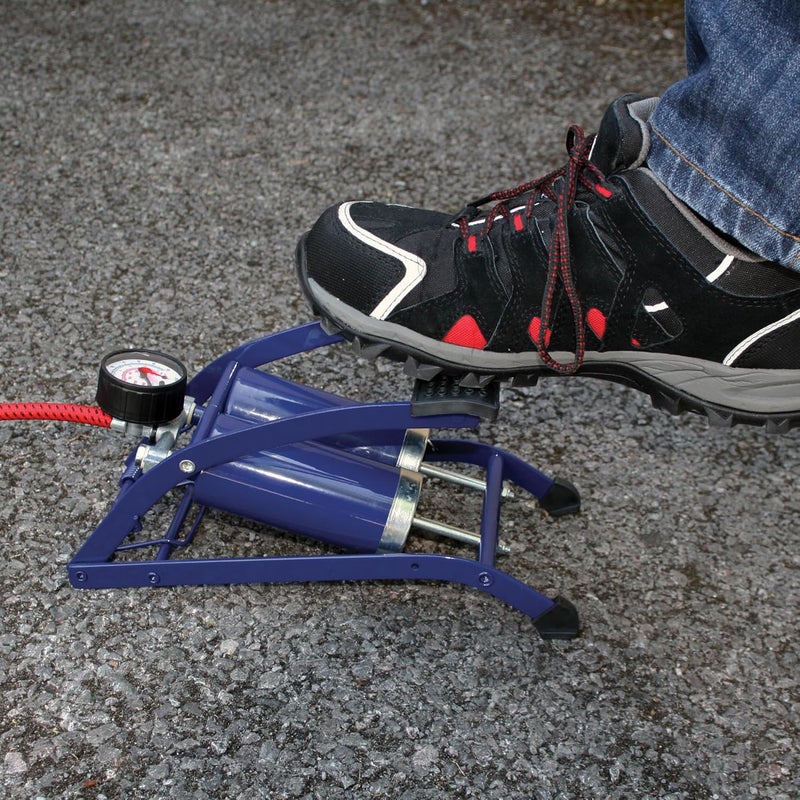 Sakura Twin Cylinder Foot Pump PG270 TWN with Pressure Gauge and 52 cm Hose - Image 3