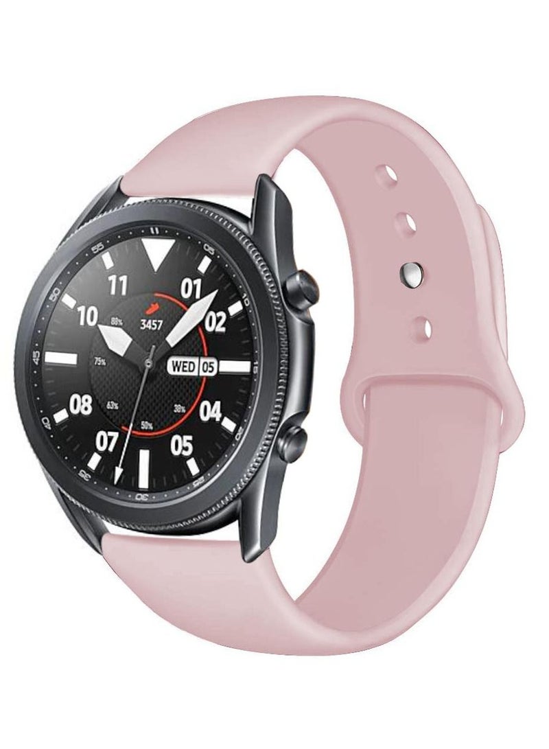 Soft Silicone Watch Band Compatible With Samsung Galaxy Watch 3 46mm Gear S3 Frontier Amazfit Bip/Active Huawei watch gt 2/2E Bracelet  20mm Watch Band(Light Pink)