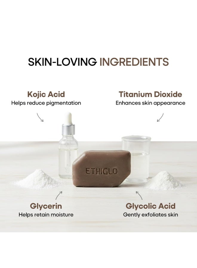 Ethiglo Deep Cleansing Soap for All Skin Types | Helps Reduce Acne Scars, Dullness, Tanning & Pigmentation | Leaves Skin Soft & Smooth | Pack of 3 (75g) - Image 2