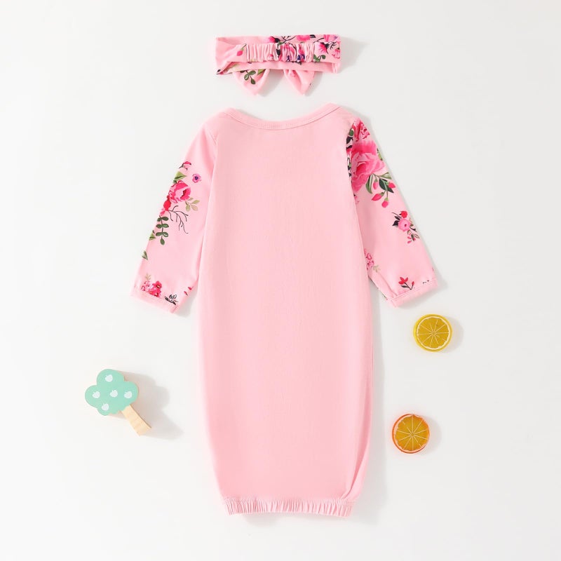 AMAWMW Newborn Baby Girl Little Sister Sleeper Gown Stripe Long Sleeve Nightgown Pajamas Gifts Stuff Essential Outfit - Image 5