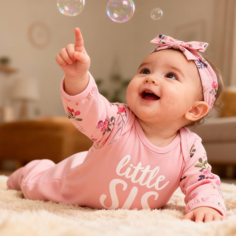 AMAWMW Newborn Baby Girl Little Sister Sleeper Gown Stripe Long Sleeve Nightgown Pajamas Gifts Stuff Essential Outfit - Image 2