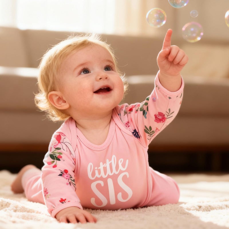 AMAWMW Newborn Baby Girl Little Sister Sleeper Gown Stripe Long Sleeve Nightgown Pajamas Gifts Stuff Essential Outfit - Image 3