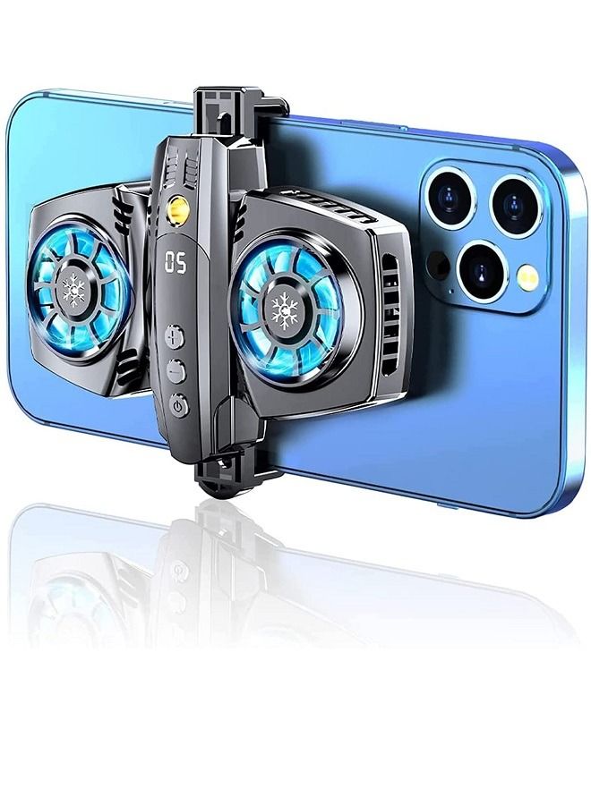 Mobile Phone Cooler Great Heat Dissipation Intelligent Energy Saving Dual Semiconductor RGB Cell Phone Cooling Fan Radiator for Xiaomi iPhone Cooler Heat Sink Game Cooling for Playing Games K4 (Black） - Image 1