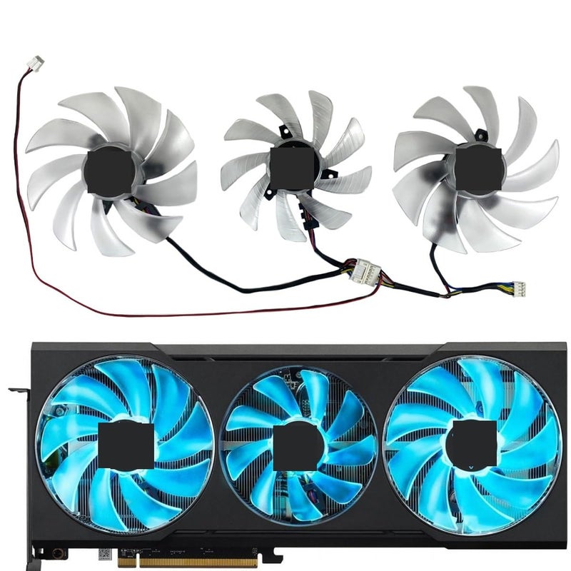 DIY for POWERCOLOR for Radeon RX 6700 XT 12GB for Hellhound Graphics Card Replacement Fan Easy to Replace(Set of Three Fans) - Image 2
