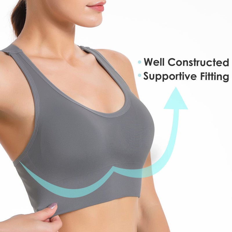 Evercute Sports Bra for Women Padded Medium Support Criss Cross Strappy Bras Seamless High Impact Yoga Exercise Athletic Bras - Image 4