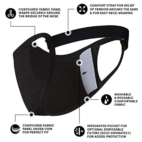 Case-Mate Safe+Mate x Cloth Face Mask - Washable & Reusable - Adult L/XL - Cotton - Includes Filter - Black - Image 3