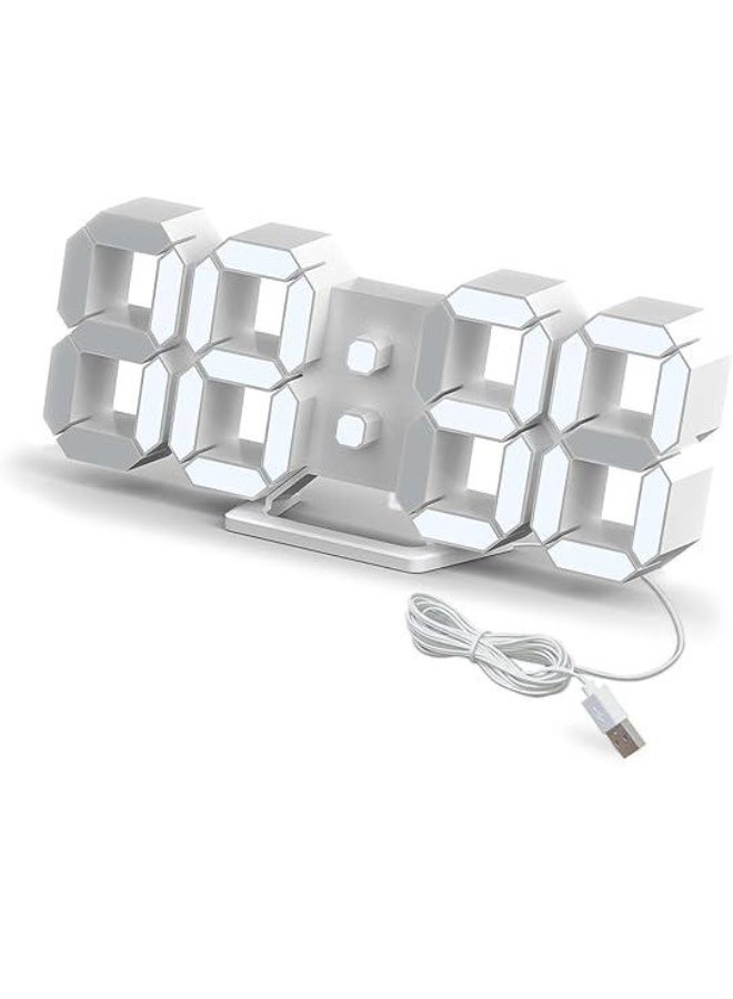 ساعات الحائط - ساعة حائط رقمية ثلاثية الأبعاد LED حديثة للطاولة والمكتب وساعة منبه ومصباح إضاءة ليلية - Image 1