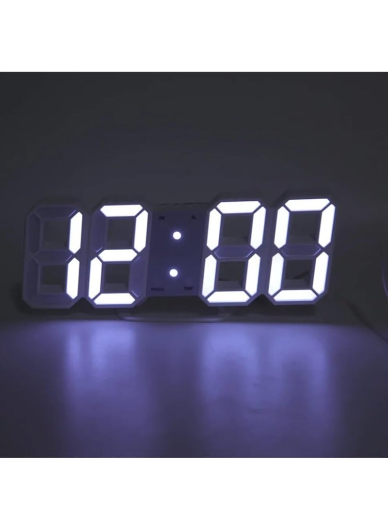 ساعات الحائط - ساعة حائط رقمية ثلاثية الأبعاد LED حديثة للطاولة والمكتب وساعة منبه ومصباح إضاءة ليلية - Image 2