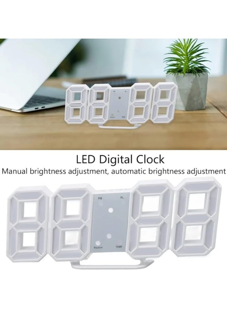 ساعات الحائط - ساعة حائط رقمية ثلاثية الأبعاد LED حديثة للطاولة والمكتب وساعة منبه ومصباح إضاءة ليلية - Image 3