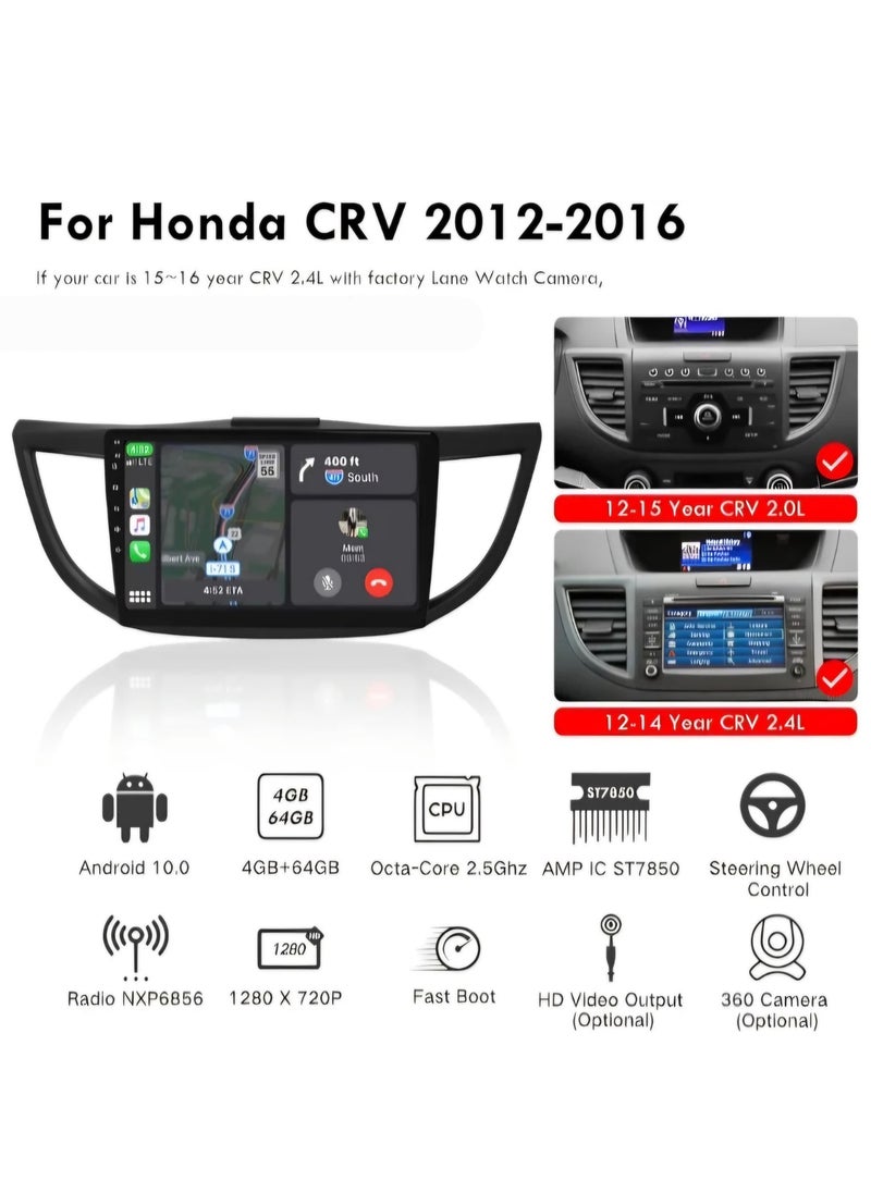 Generic - Smart One Android 11"Car Stereo with 9-inch Touchscreen, Bluetooth, Wi-Fi, GPS Navigation, wireless CarPlay &Android Auto, FM Radio, YouTube, (2Gb+32Gb) For Honda CR-V 2012-2016 Model Rear Camera - Image 1