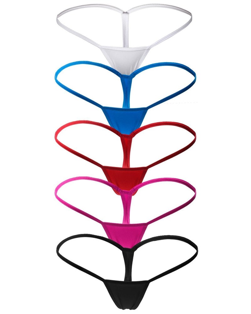 ETAOLINE Women's Low Rise Micro Back G-string Thong Panty Underwear (Small, 5 Pack (5 Colors)) - Image 1