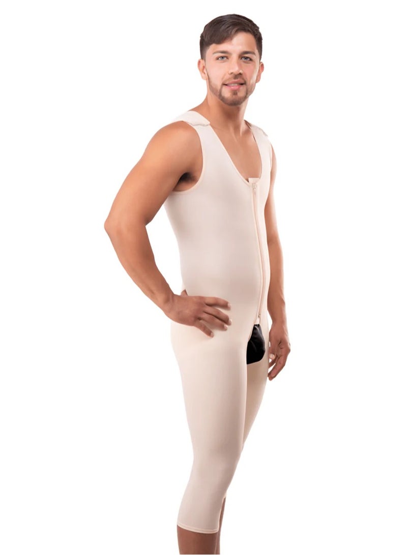 ISAVELA USA Medical Men Full Body Compression garment Below Knee Length with Zipper (MG02BK)Liposuction (- Tummy Tuck (Abdominoplasty) - Hernia Surgery - Image 1