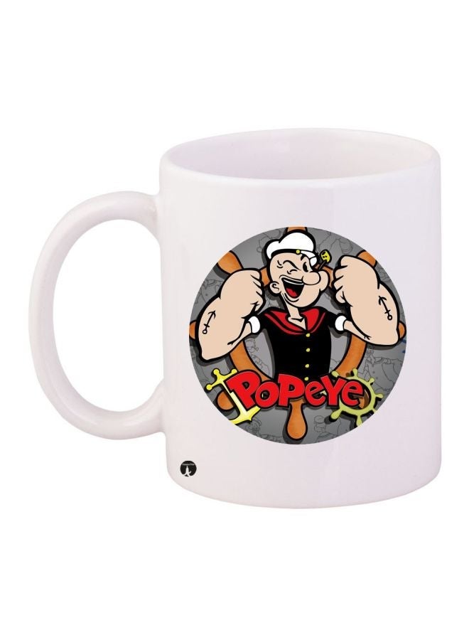 RYN Popeye Printed Coffee Mug White/Red/Black 11ounce