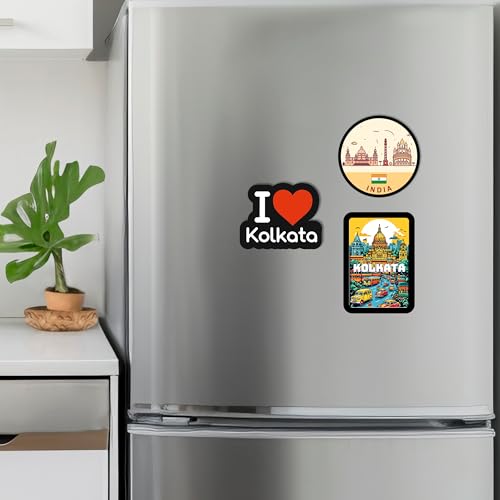 Giftplease Kolkata City Fridge Magnets- Set of 3 | Travel Souvenir | Refrigerator Magnet | Gifts | Decorative Items for Kitchen Fridge Magnets Set | Multicolor (FM_63) - Image 2