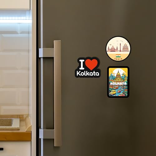 Giftplease Kolkata City Fridge Magnets- Set of 3 | Travel Souvenir | Refrigerator Magnet | Gifts | Decorative Items for Kitchen Fridge Magnets Set | Multicolor (FM_63) - Image 3