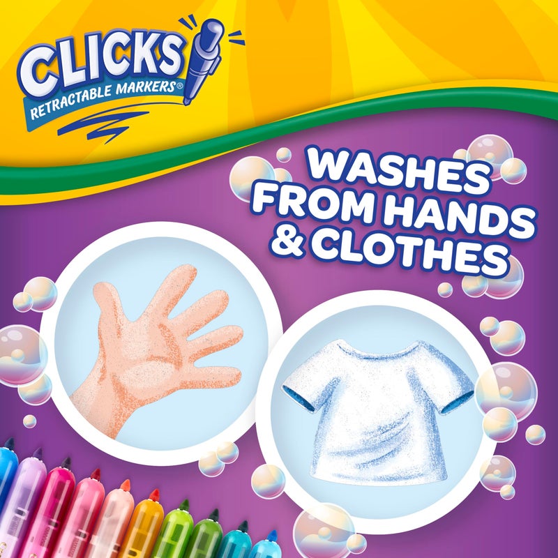 Crayola Clicks Retractable Markers - Bold (10ct), Stocking Stuffers for Kids & Toddlers, Christmas Gifts for Grandkids, No Dry Washable Markers for Kids - Image 3