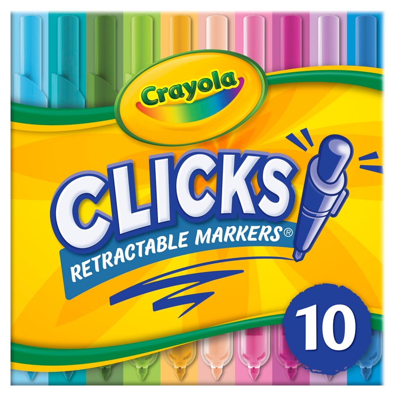 Crayola Clicks Retractable Markers - Bold (10ct), Stocking Stuffers for Kids & Toddlers, Christmas Gifts for Grandkids, No Dry Washable Markers for Kids - Image 4