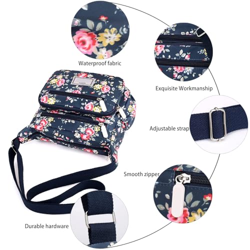 LassZone Women's Crossbody Bag Multi-Pocket Ladies Travel Purse Totes Handbag Casual Shoulder Bags Multi-pocket Messenger Bag for Shopping Work Daily Use - Image 5