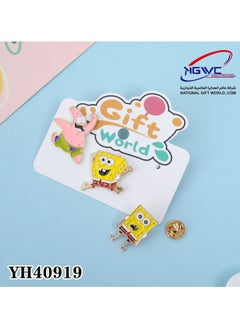 NATIONAL GIFT WORLD COMMERCIAL 3-Piece Anime Cartoon Stitch Badge Brooch Creative Character Sponge Bob 