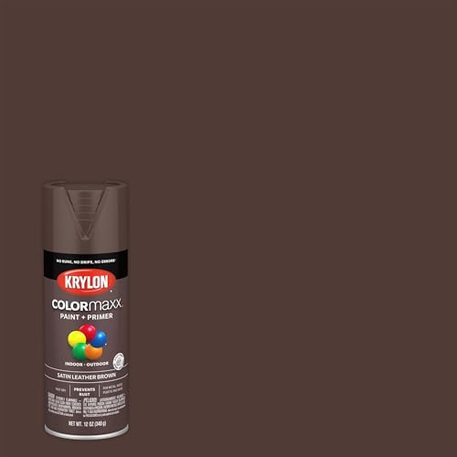 Krylon K05569007 COLORmaxx Spray Paint and Primer for Indoor/Outdoor Use, Satin Leather Brown, 12 Ounce (Pack of 1) - Image 2