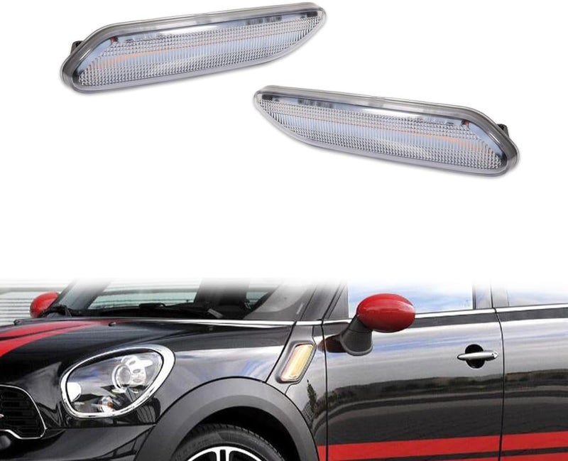ADIIL Clear Lens Amber Sequential Front LED Fender Side Marker Lights for Mini Cooper Countryman 2012-2017 R60 R61 - Image 1