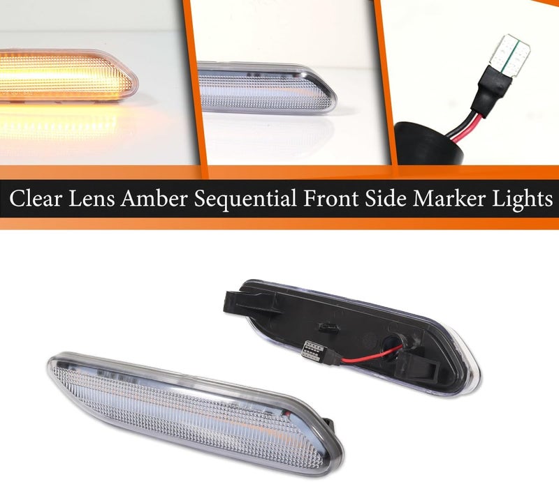 ADIIL Clear Lens Amber Sequential Front LED Fender Side Marker Lights for Mini Cooper Countryman 2012-2017 R60 R61 - Image 3