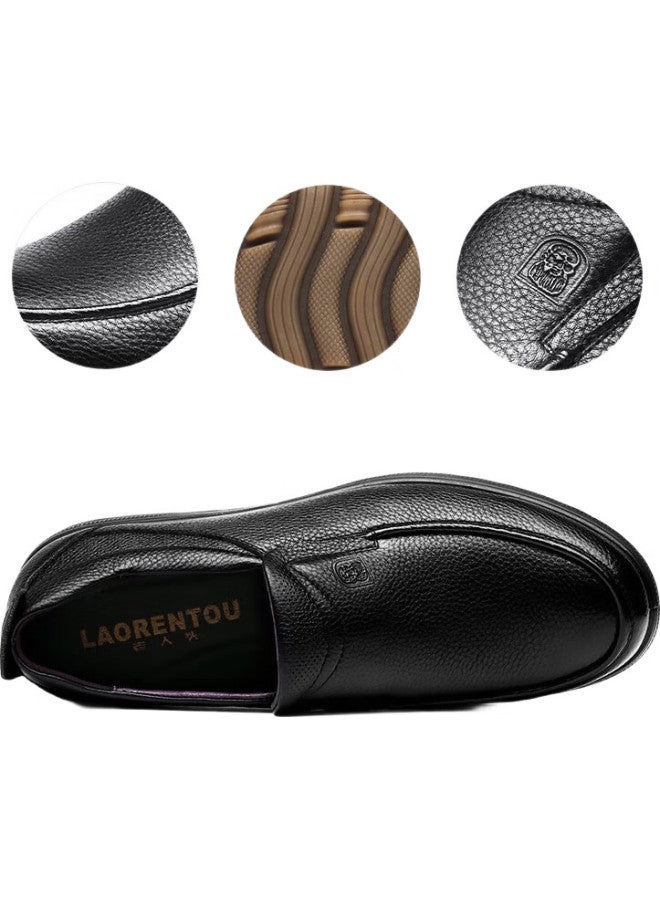 LAORENTOU Men'S Cowhide Slip-On Business Casual Shoes With Cow Tendon Sole Wear-Resistant And Slip-Resistant Men'S Single Shoes 922986 Black 43 - Image 3