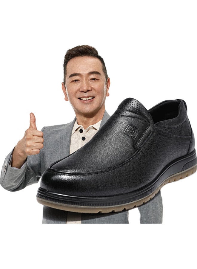 LAORENTOU Men'S Cowhide Slip-On Business Casual Shoes With Cow Tendon Sole Wear-Resistant And Slip-Resistant Men'S Single Shoes 922986 Black 43 - Image 2