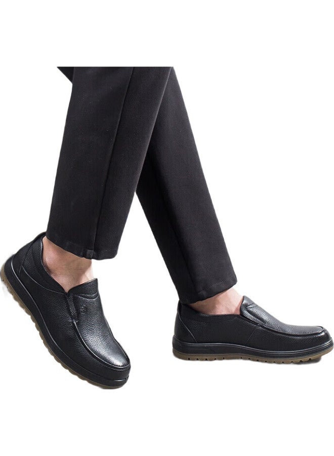 LAORENTOU Men'S Cowhide Slip-On Business Casual Shoes With Cow Tendon Sole Wear-Resistant And Slip-Resistant Men'S Single Shoes 922986 Black 43 - Image 1