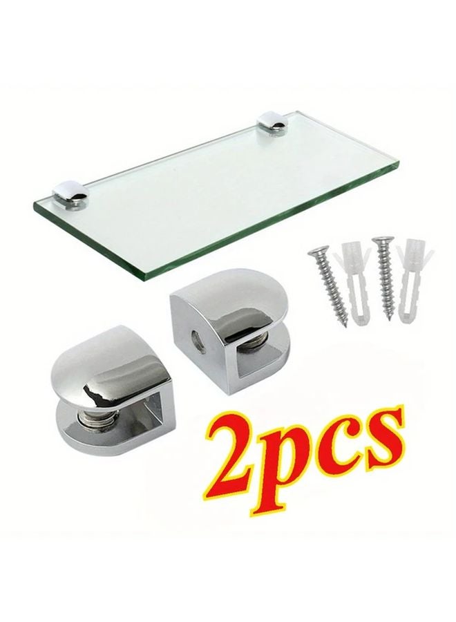 2pcs Silvery Adjustable Metal Glass Holder Clips Heavy Duty Rust Resistant - Image 2