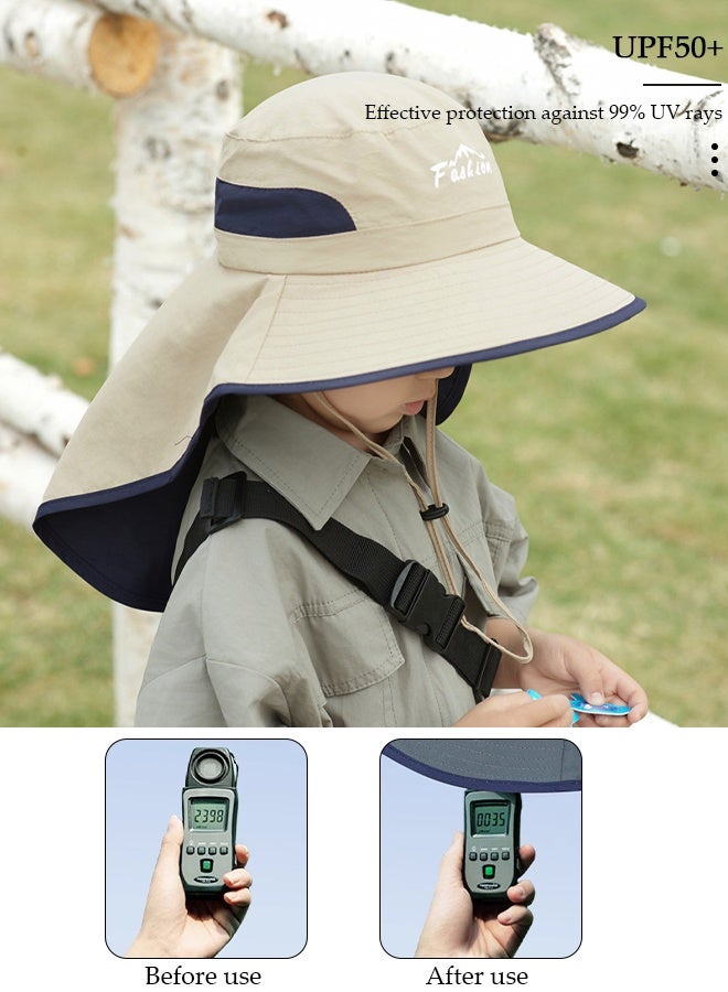 DUNISO Kids Sun Hat UPF 50+ Sun Visor Hats, Wide Brim Beach Hats with Mesh and Adjustable Chin Strap Cartoon Beach Bucket Hats for Boys Girls - Image 2