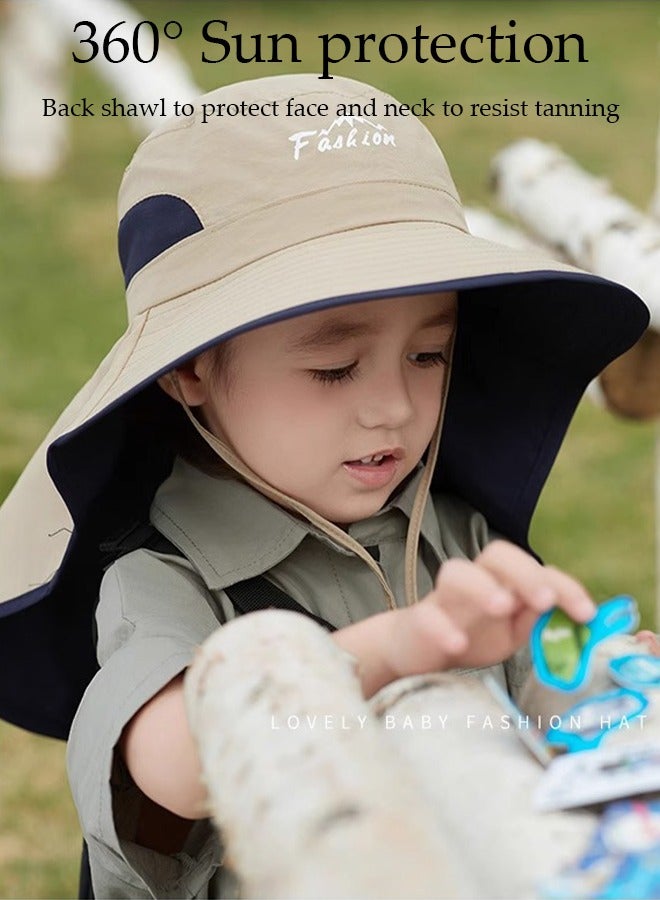 DUNISO Kids Sun Hat UPF 50+ Sun Visor Hats, Wide Brim Beach Hats with Mesh and Adjustable Chin Strap Cartoon Beach Bucket Hats for Boys Girls  - Image 2