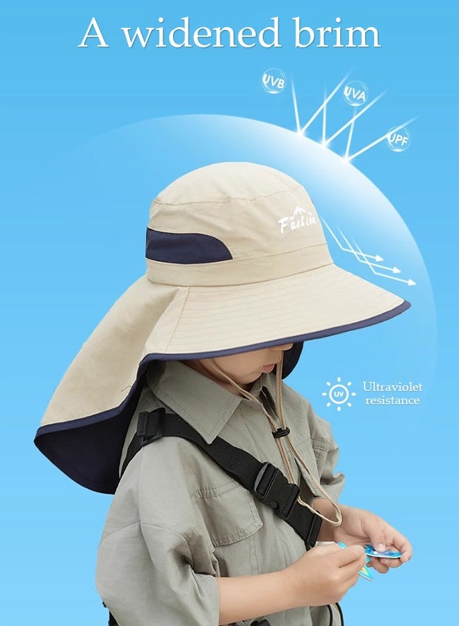 DUNISO Kids Sun Hat UPF 50+ Sun Visor Hats, Wide Brim Beach Hats with Mesh and Adjustable Chin Strap Cartoon Beach Bucket Hats for Boys Girls  - Image 4