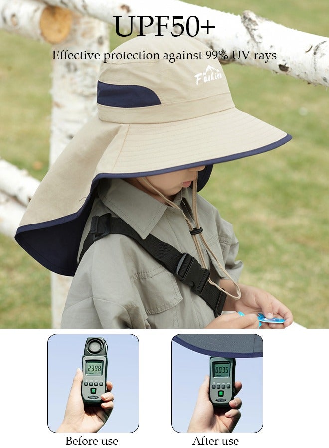 DUNISO Kids Sun Hat UPF 50+ Sun Visor Hats, Wide Brim Beach Hats with Mesh and Adjustable Chin Strap Cartoon Beach Bucket Hats for Boys Girls  - Image 3