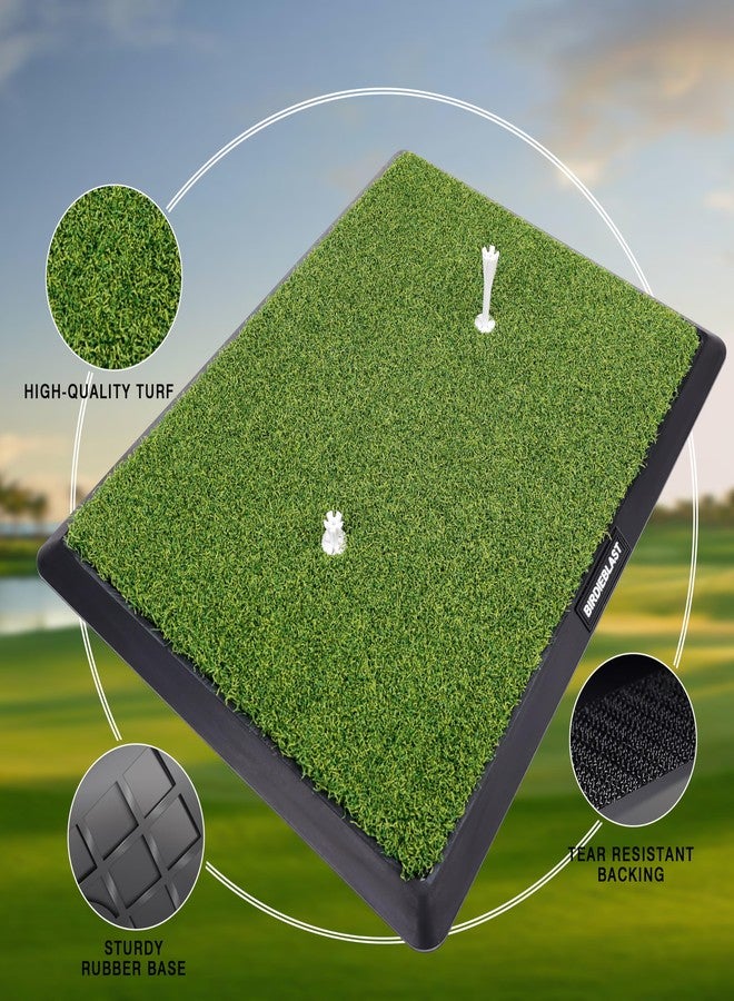 BIRDIEBLAST Turf Golf Mat Includes Rubber Tees & 10 Plastic Tees, Foldable Golf Hitting Mat with Eva Padding, Golf Mats Practice Outdoor and Indoor Training - Image 3