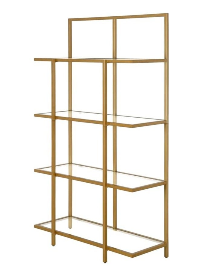 LINGWEI Metal Bookshelf Tempered Glass & Metal Frame Modern Industrial Design for Study Office Living Room Bedroom Kitchen Ideal Display & Plant Stand - Image 2