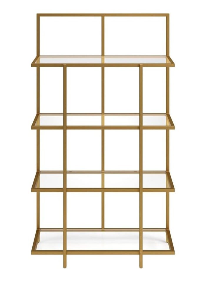 LINGWEI Metal Bookshelf Tempered Glass & Metal Frame Modern Industrial Design for Study Office Living Room Bedroom Kitchen Ideal Display & Plant Stand - Image 3