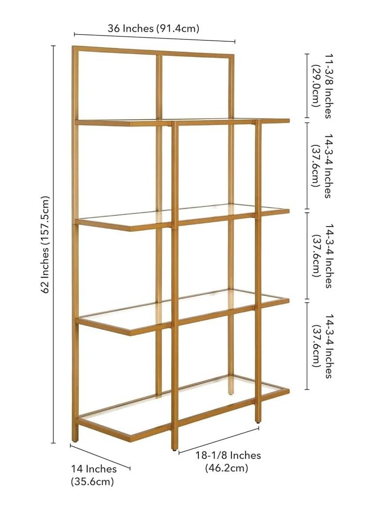 LINGWEI Metal Bookshelf Tempered Glass & Metal Frame Modern Industrial Design for Study Office Living Room Bedroom Kitchen Ideal Display & Plant Stand - Image 4