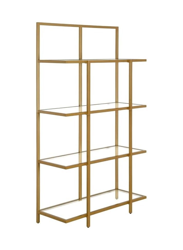 LINGWEI Metal Bookshelf Tempered Glass & Metal Frame Modern Industrial Design for Study Office Living Room Bedroom Kitchen Ideal Display & Plant Stand - Image 5