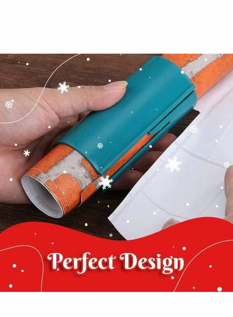 KASTWAVE Wrapping Paper Cutter, 3pcs Gift Wrap Cutter Kraft roll Slitter Storage Rack and Dispenser with Embedded Blade, Round Lip, Safer Easier Cutting - Image 2