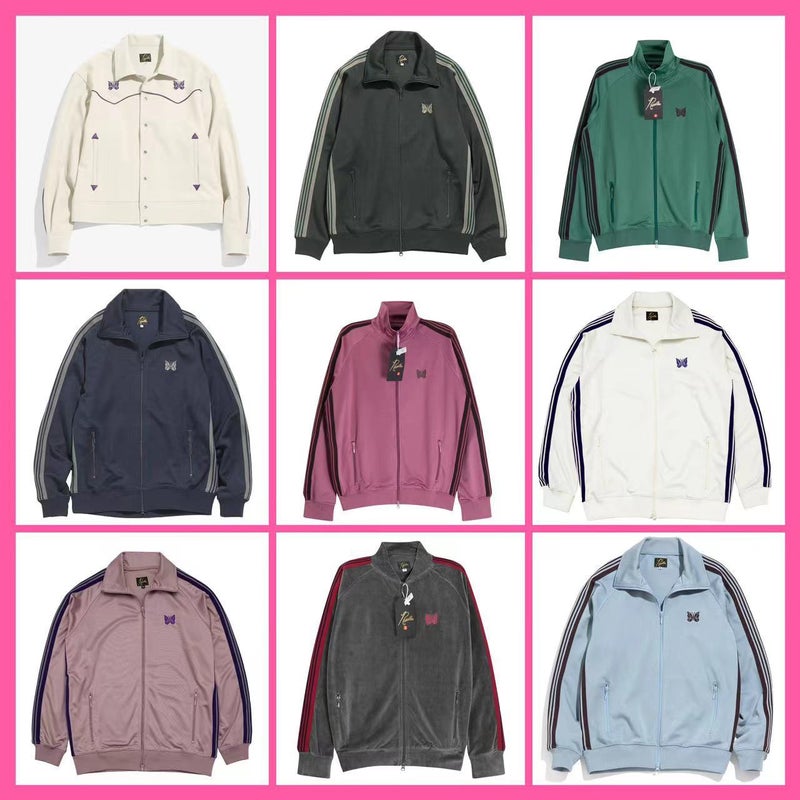 Needles Creates Embroidered Butterfly Zipper Sports Side Stripesd Jacket Casual Stand Collar Jacket For Men And Women - Image 2