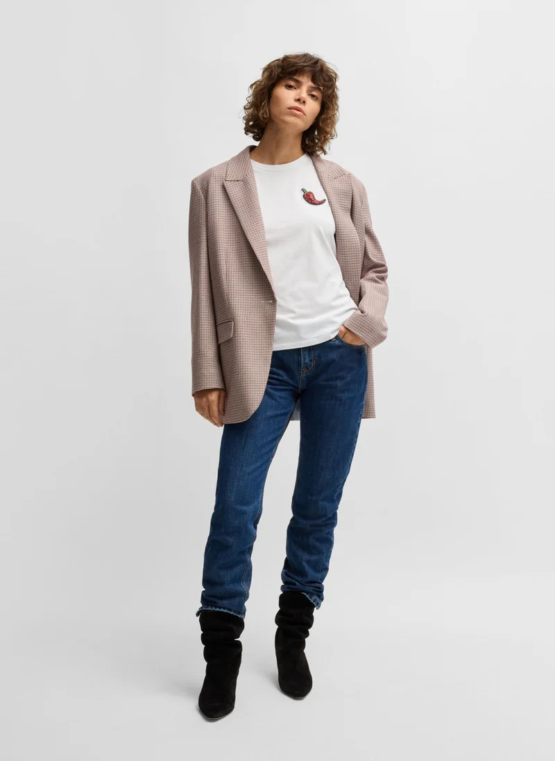 BOSS Fitted T-shirt in cotton with crystal-studded chilli pepper