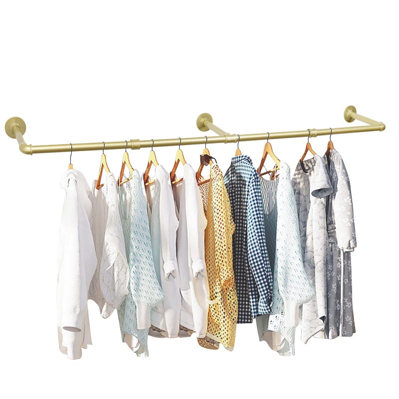 Oroonoko 72inch Gold Wall Mounted Clothes Rack Industrial Pipe Garment Rack Hanging Rod Bar for Closet StorageLaundry Room Up to Max Load 132lbsGold