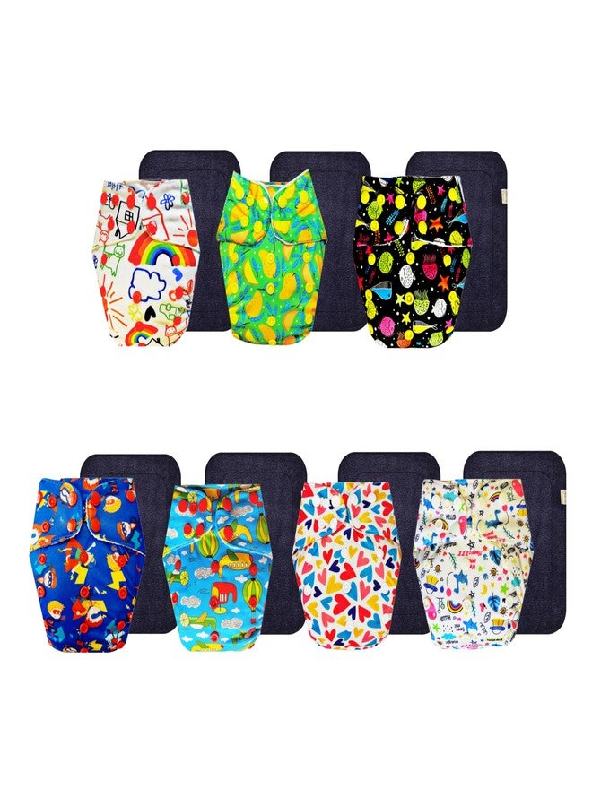Dumbledo Premium Cloth Diaper with Black Insert (Pack of 7) | Hypoallergenic | 6-Layer Absorbent Pad | Travel Friendly | All-Day Wear | 3 Months - 3 Years | Unisex Baby - Image 1