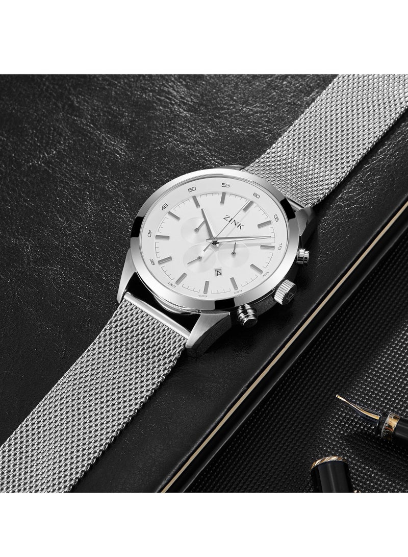 زنك ساعة ZINK ZK134G2MS-16 ELEGANCE - ساعة رجالية عصرية من الفولاذ المقاوم للصدأ باللون الفضي - Image 4